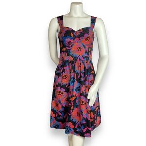 Romy Dress Fit and Flare Floral Sweetheart Neckline Retro Style Sleeveless Small